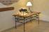 Coffee table Romantic wrought iron + solid oak with inserted glass