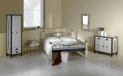Bedroom furniture Stromboli wrought iron and solid wood