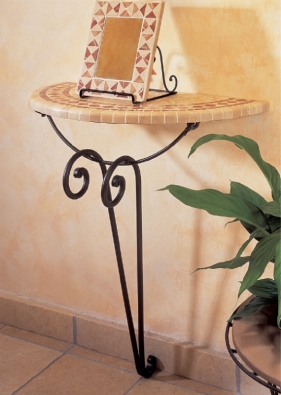 Hallf round console table Jamaica  + travertin table top