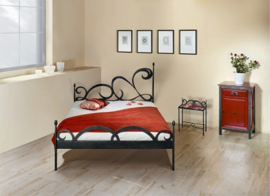 Bedroom furniture Cartagena, bed and night table with laser cut motive