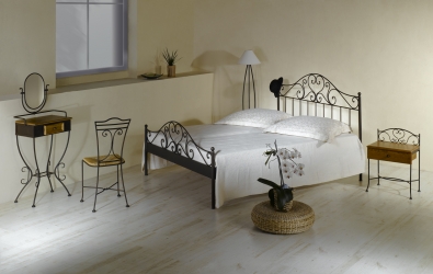 Bedroom furniture wrought iron and solid wood