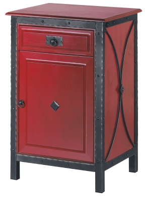 Cabinet 1-door mit drawers, wrought iron and wood combination