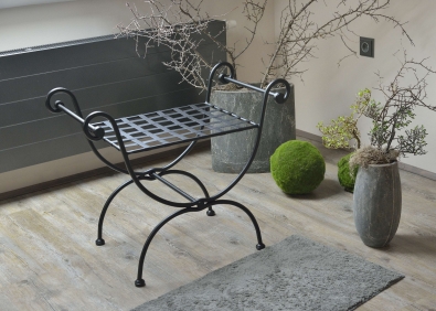 Bench romantic metal and upholstery hand forged