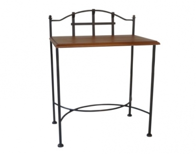 Night stand made of iron with wooden drawer and table plate. 