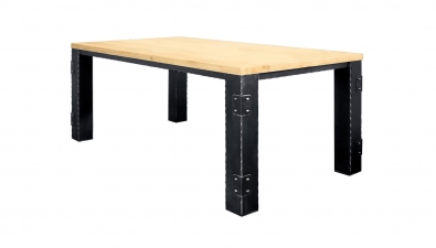 sturdy wood & metal dining table 