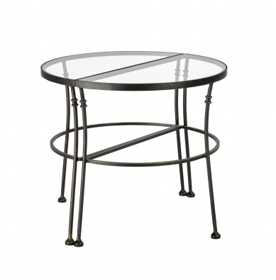 End tables Andalusia, steel and glass, half round